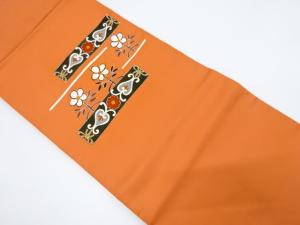 塩瀬 横段に花更紗模様刺繍名古屋帯